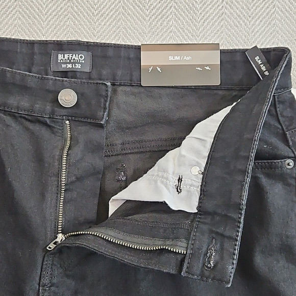Buffalo David Bitton Ash Jeans Men's Size W36 L32 Black Slim Fit NWT Classic - Picture 12 of 15